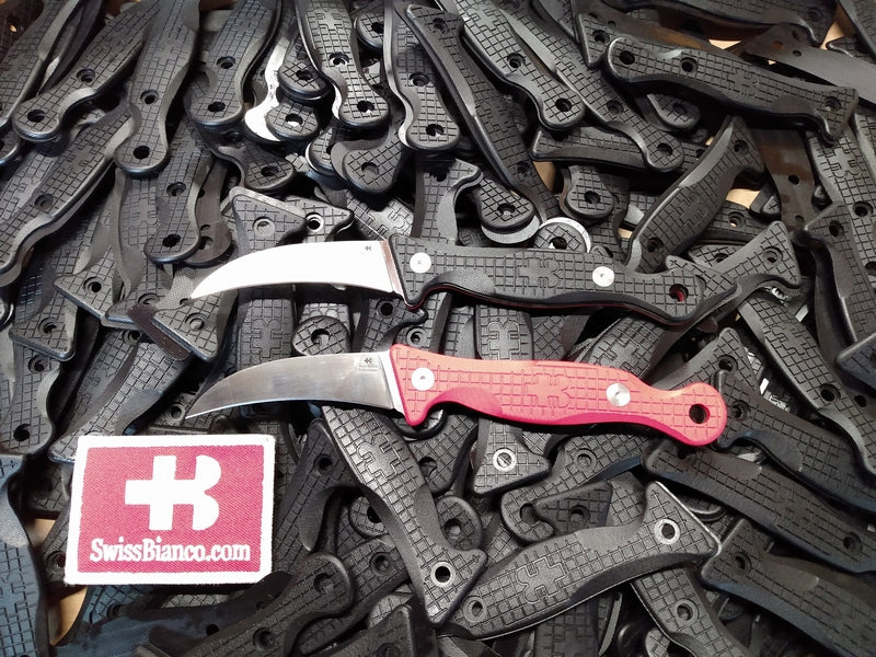 schnitzer fruit knife - dual color: front black G10, back red G10
